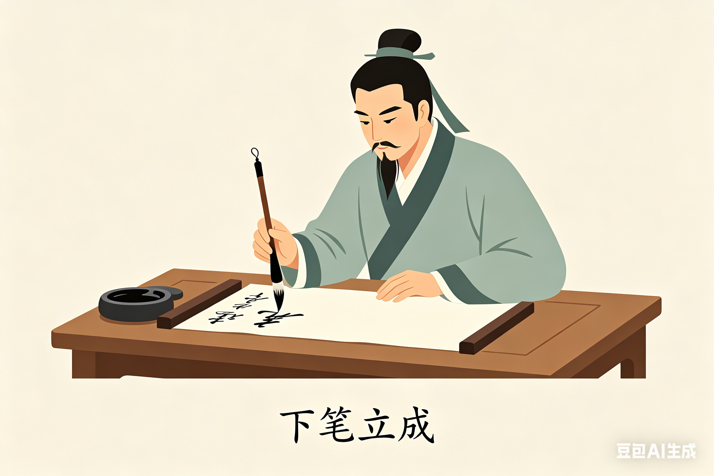 下笔立成：古人伏案提笔书写